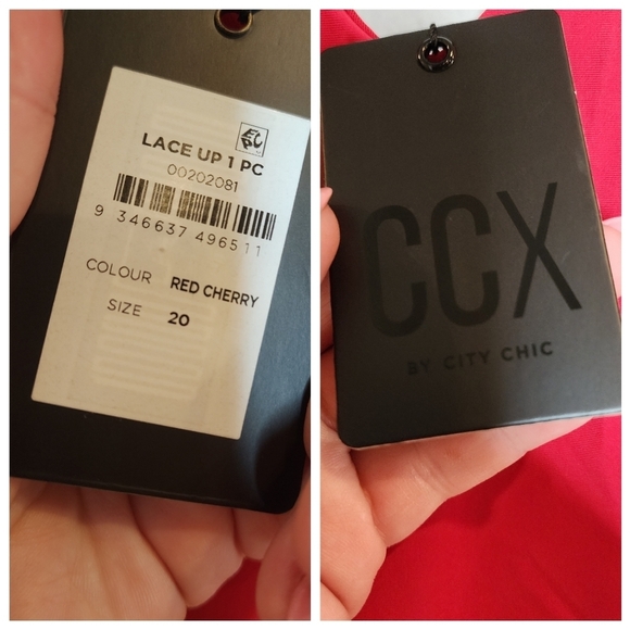 NWT City Chic CCX Red Lace up one piece swimsuit. Women's plus size 20. - Picture 3 of 16